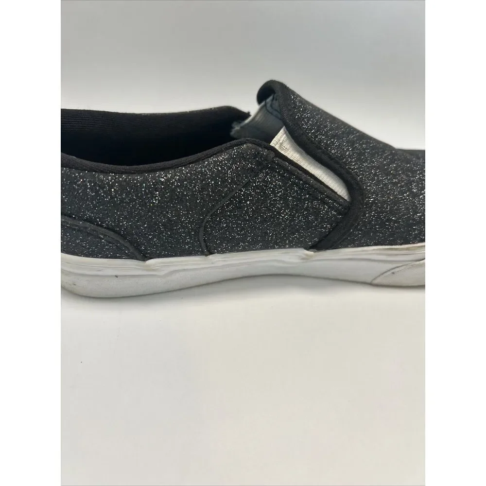 Vans Off The Wall Glitter Girl's Size 5 Slip On Shoes Black